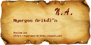 Nyerges Arikán névjegykártya